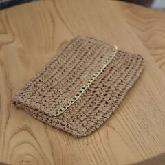 Camel Renk Clutch Çanta