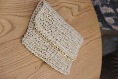 Clutch Krem Renk Hasır Çanta