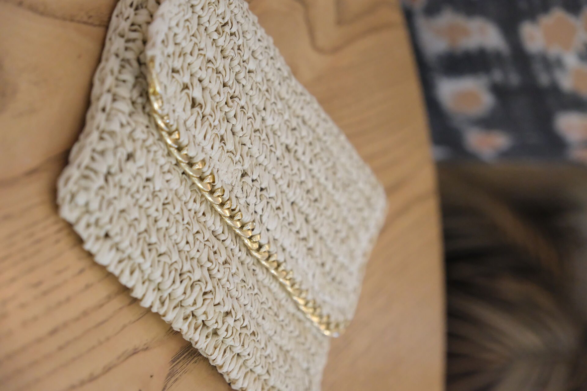 Clutch Krem Renk Hasır Çanta