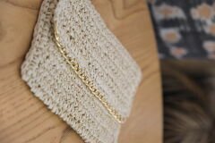 Clutch Krem Renk Hasır Çanta