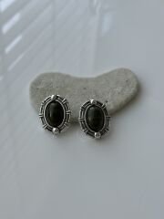 Çelik Vintage Haki Yeşil Küpe