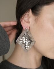 Kare Silver Pul Model Küpe