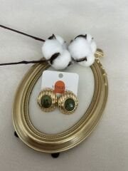 Yeşil Gold Detay Küpe