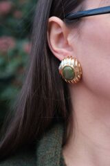 Yeşil Gold Detay Küpe