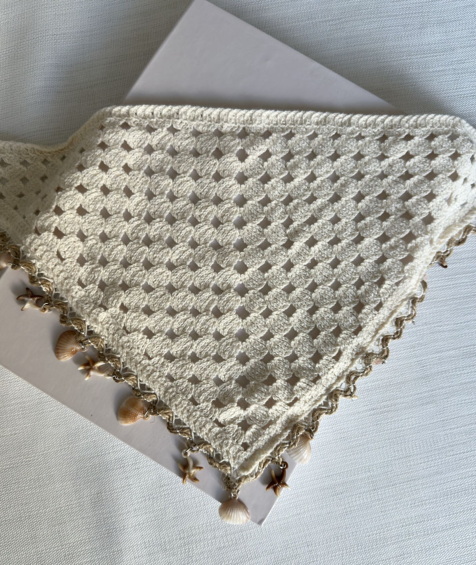 Deniz Kabuklu Üçgen Örgü Bandana